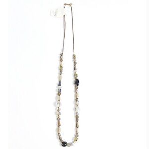 Extra long boho necklace adjustable beaded brass rope glass stones NWT retro